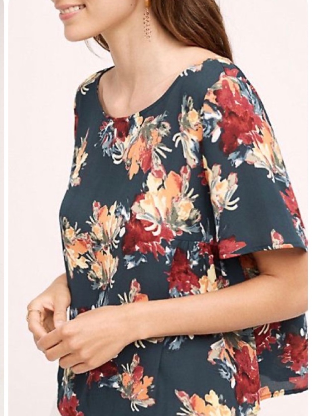 Anthropologie Paper Crown Colorful Floral Perennial Swing Top NWOT  SZ S